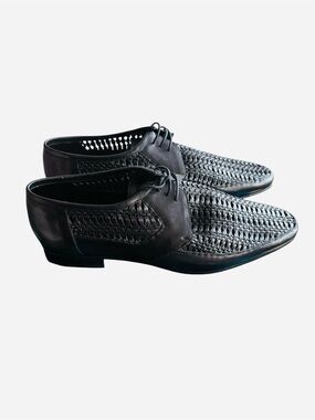 Saint Laurent Black Leather Braided Derby Spring/Summer 2013 EU45/US12 (NEW)